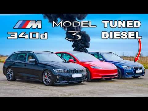 Tuned BMW diesel v new Tesla Model 3: DRAG RACE thumbnail