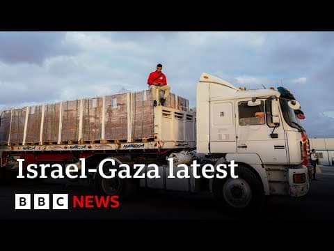 Hamas expected to release Israeli hostages on Monday, as aid trucks enter Gaza | BBC News thumbnail