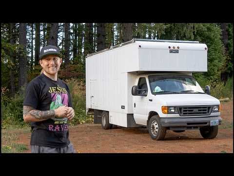 His micro studio apartment is HIDDEN inside a work van!? thumbnail