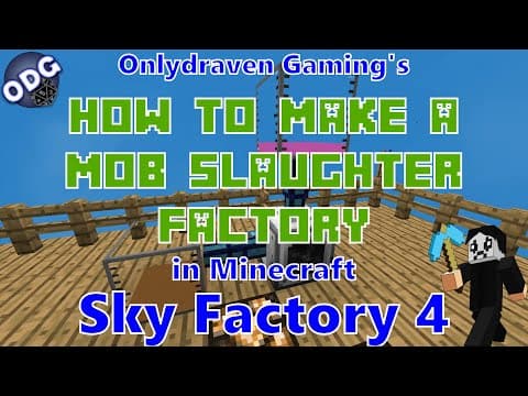 Minecraft - Sky Factory 4 - How to Make a Mob Slaughter Factory to Get Pink Slime and Liquid Meat thumbnail