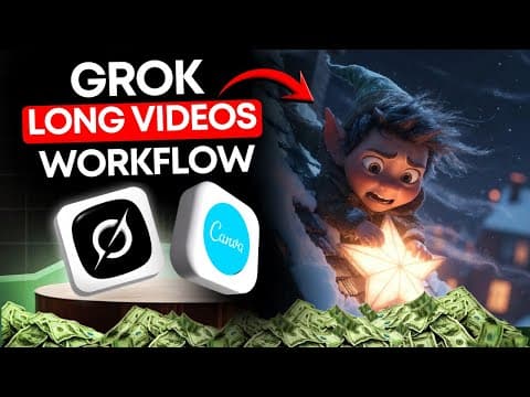 How I Make Long YouTube Video Using Only Free Grok Video Generator (Full Workflow) | AI Grok Video thumbnail