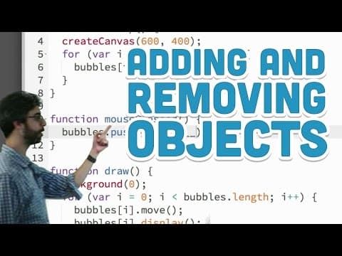 7.4: Adding and Removing Objects - p5.js Tutorial thumbnail