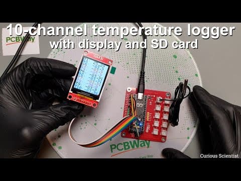 10-channel thermistor-based temperature logger with display and SD card thumbnail