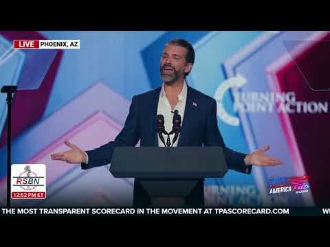 WATCH: Donald Trump Jr. Calls the President Live on Stage at AmFest - 12/21/25 thumbnail