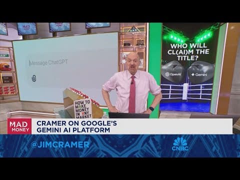 Jim Cramer talks who will take home the AI title, Google or Chat GPT thumbnail