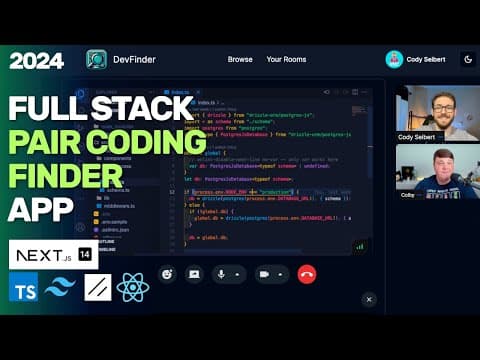 Build a Pair Programming Finder with Video & Screen Share (Next.js, Shadcn, Tailwind, Typescript) thumbnail