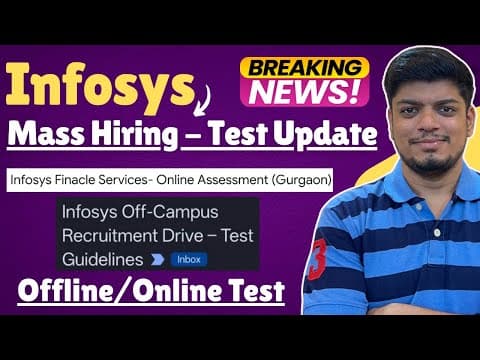 🔥Infosys MASS Hiring - Online Test & Offline Test | Infosys System Engineer & SP DSE Test Updates thumbnail