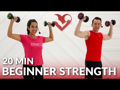 20 Min Full Body Dumbbell Workout for Beginners - Beginner Strength Training at Home with Weight thumbnail