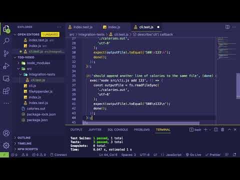 Practicing TDD using Jest and Node (JavaScript) for calorie tracker cli tool thumbnail