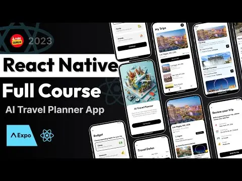 Full Stack React Native App | React Native Course | AI Travel Planner App | Expo, Gemini, Firebase thumbnail