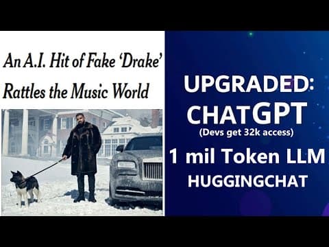 AI News! HUGE Chatbot Research, Viral AI Songs, Text to Video & More! thumbnail