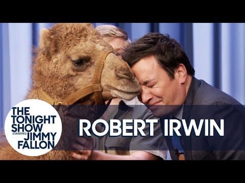 Robert Irwin's Baby Camel Kisses Jimmy on the Lips thumbnail
