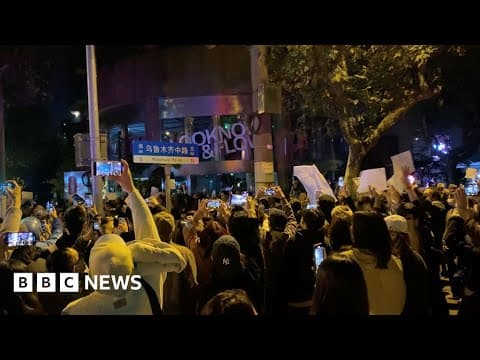 Protestors urge China's President Xi to resign over Covid restrictions - BBC News thumbnail