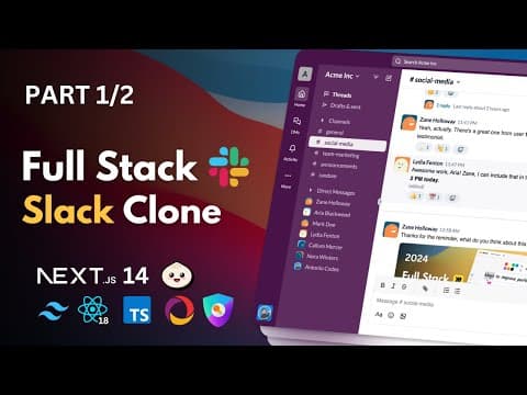 Build a Real-Time Slack Clone With Nextjs, React, Tailwind, Auth.js | Part 1/2 (2024) thumbnail