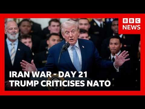 Trump calls Nato allies 'cowards' on day 21 of US-Israel war with Iran | BBC News thumbnail