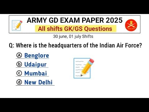 Army GD Exam paper 2025 | Army GD all shifts GK GS Questions | Agniveer Exam all shifts questions thumbnail
