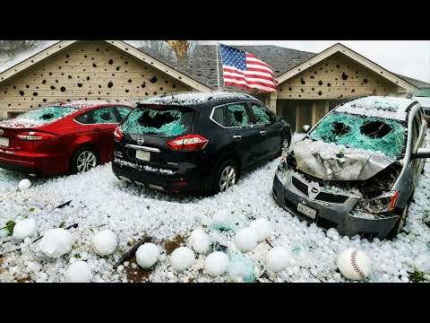 Chaos in Texas !⛈️ Tennis Ball Sized Hail Wreaks Havoc, Destroys Cars, Massive Destruction in Leakey thumbnail