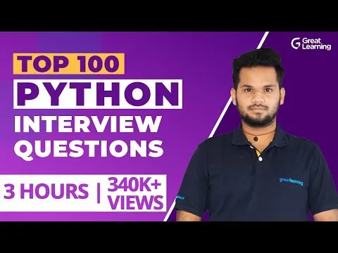 Top 100 Python Interview Questions | Python Programming | Crack Python Interview | Great Learning thumbnail