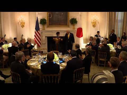 President Trump Participates in a Dinner with the Prime Minister of Japan thumbnail