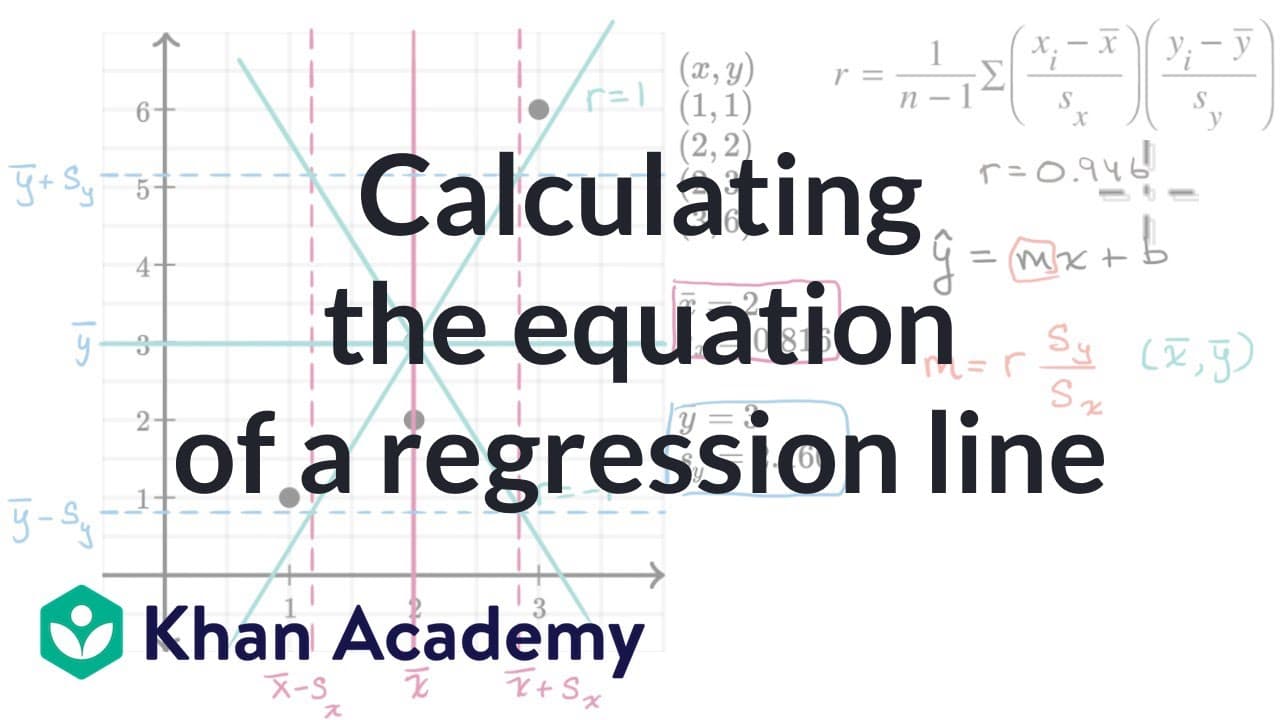 Regression Ad Math Calculating the equation of a regression line | AP Statistics | Khan ...