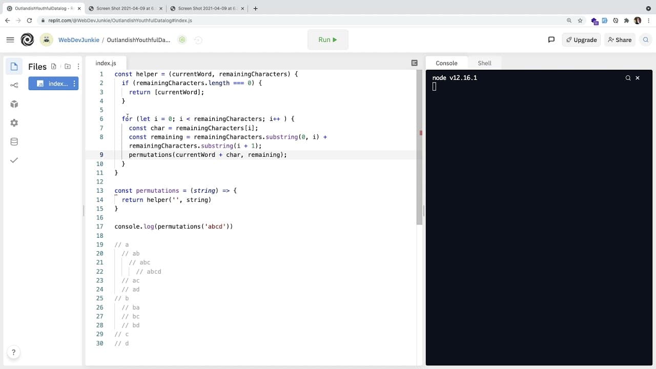 understanding recursion: a javascript example -... Helped a subscriber understand permutations recursive algorithm in ...