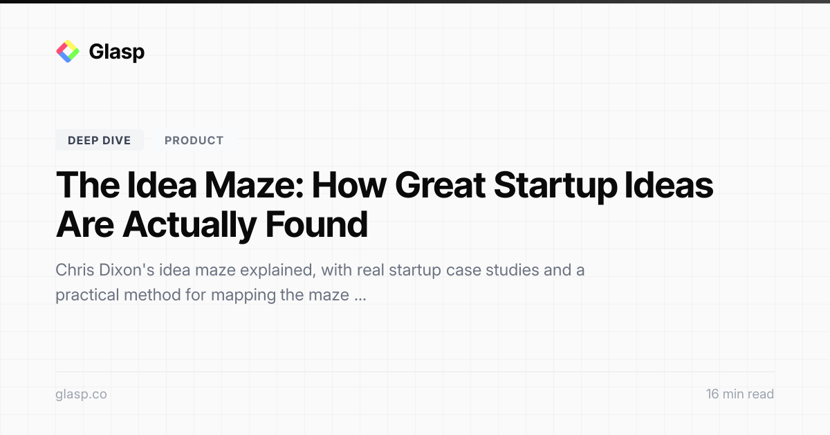 The Idea Maze: How Great Startup Ideas Are Actually Found | Glasp